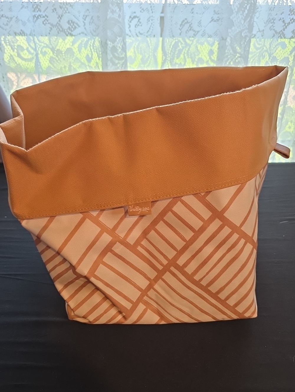 thirty-one Tan Patterned Fold-Top Tote